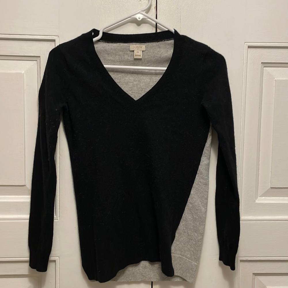Black and grey v-neck j crew sweater